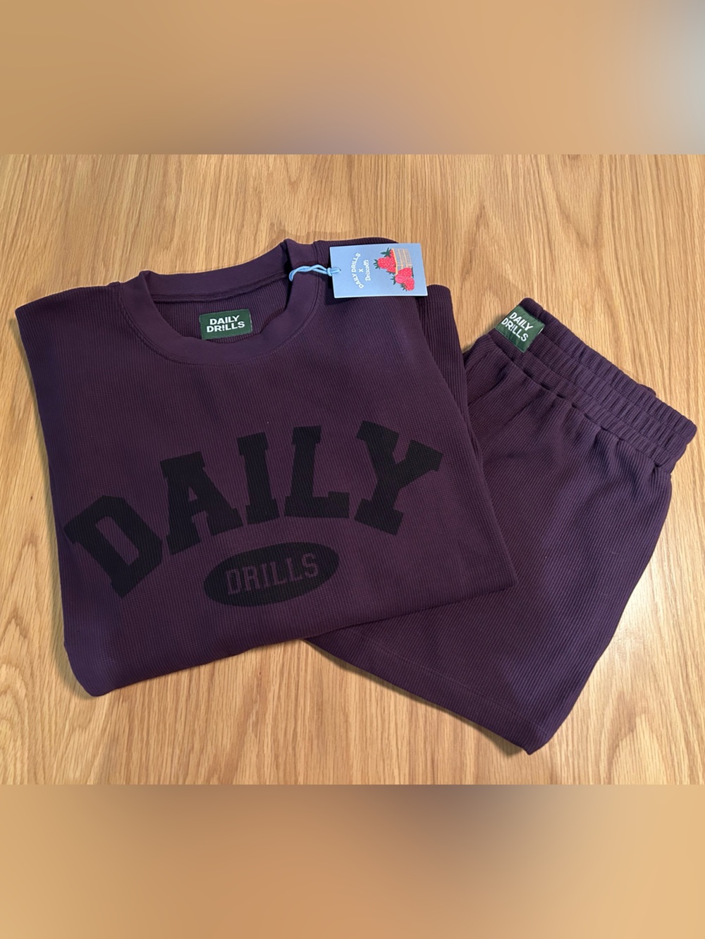 Daily Drills x Driscoll's Daily Thermal + Resort Shorts Set - Plum Size M/L NWT